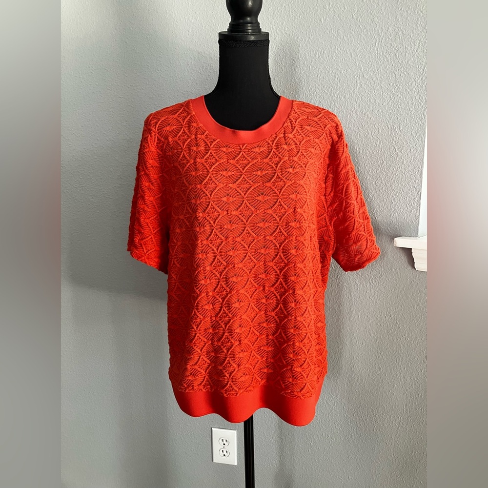 Alfani Bold Orange Textured Knit Top